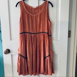 Easel Burnt Orange Dress w Pockets